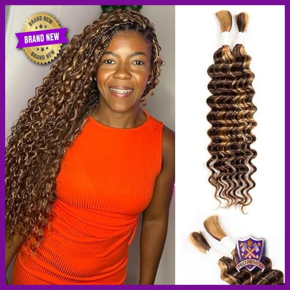 Deep Wave Human Hair Braiding Extensions 16 Inch 50g 2 Bundles
